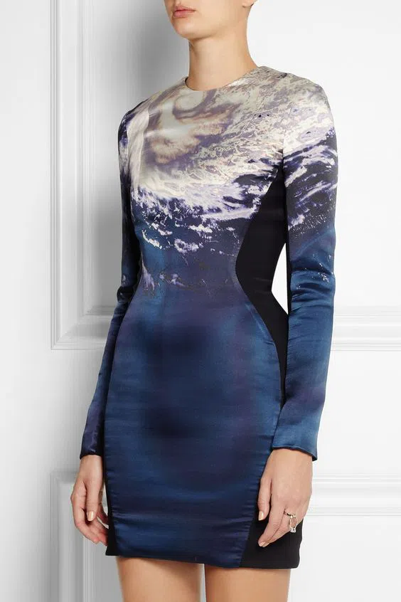 Dion Lee Cyclone Print Silk & Matte Mini Dress Navy Size 10 - Image 2