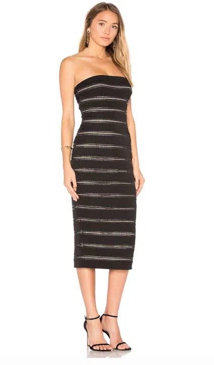 Misha Collection Agnetta Strapless Midi Dress Black Size 8 - Image 1