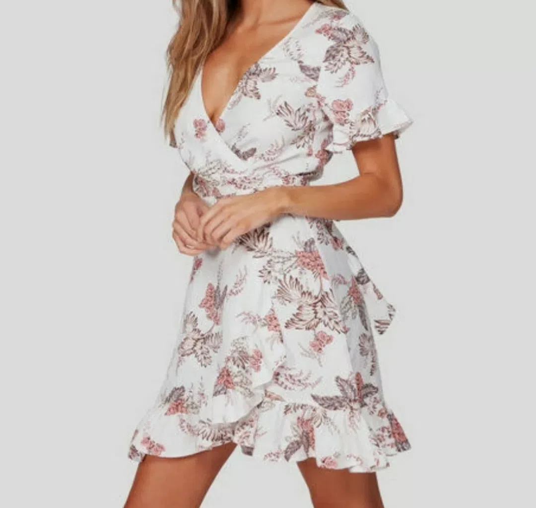 Tigerlily Mazari Wrap Mini Dress Floral Size 8 - Image 6