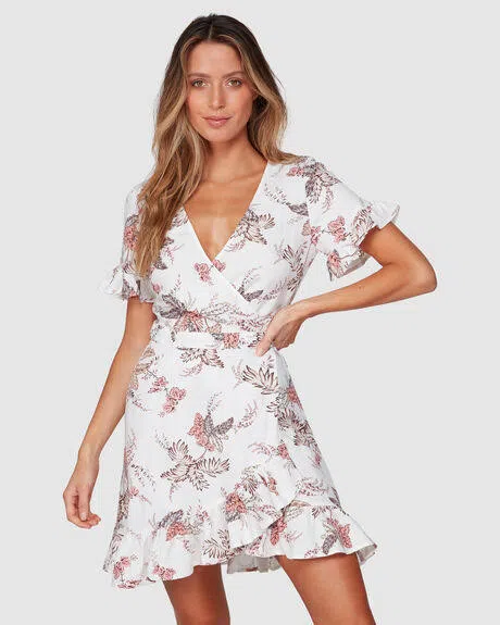 Tigerlily Mazari Wrap Mini Dress Floral Size 8 - Image 7