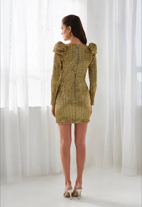 By Johnny Gold Girl Bow Mini Dress Sequin Size 6 - Image 2