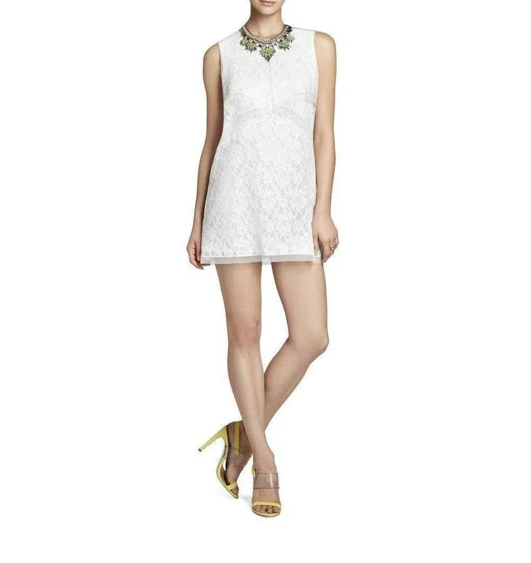 BCBGMAXAZRIA Amelie White Lace Mini Dress Size XS - Image 3