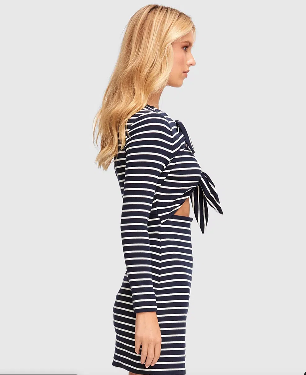 Alice McCall Space is the Place Mini Dress in Ink Stripes Print Size 4 - Image 3