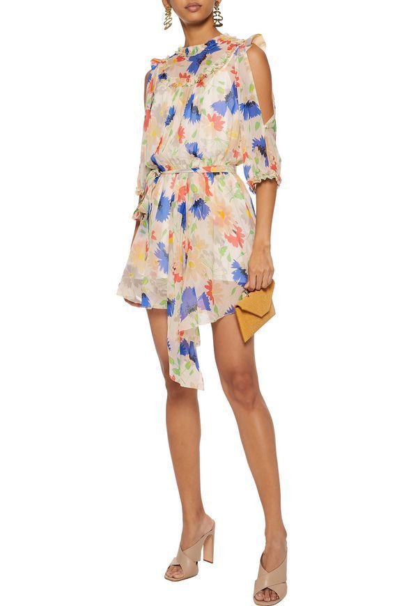 Alice McCall Get In Line cold-shoulder floral-print georgette mini dress Size 12 - Image 1