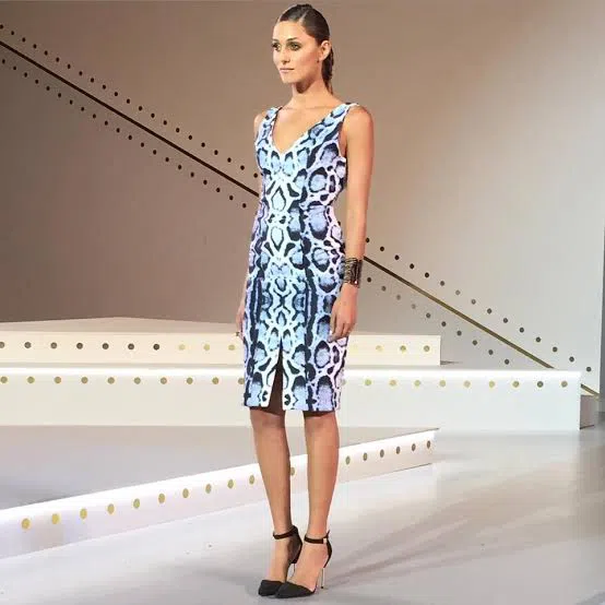 Kookai Vee Structured Reptilia Midi Dress Print Size 8 - Image 2