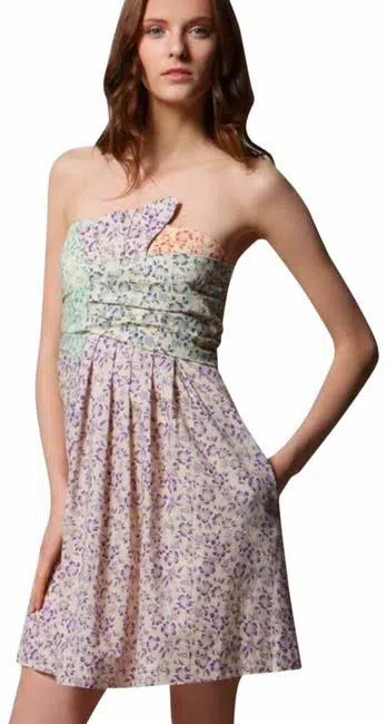 See By Chloe Hibiscus Strapless Mini Dress Floral Print Size 14 - Image 1