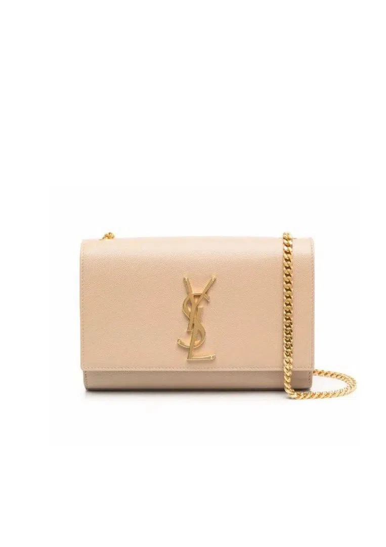 Saint Laurent Kate Textured Leather Bag With Gold Hardware Strap Beige - Image 1