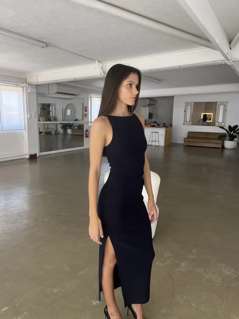 Bec & Bridge Be Mine Tuck Dress Navy Size 6  - Image 2