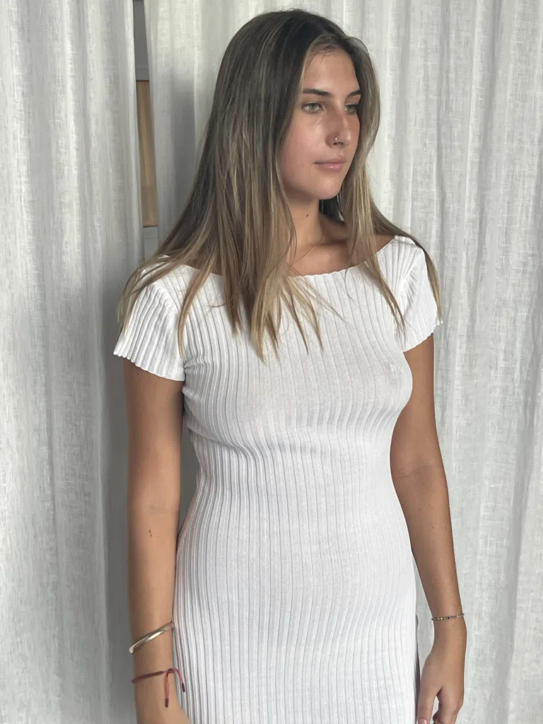 Bec & Bridge Millie Knit Midi Dress White Size 6 - Image 4