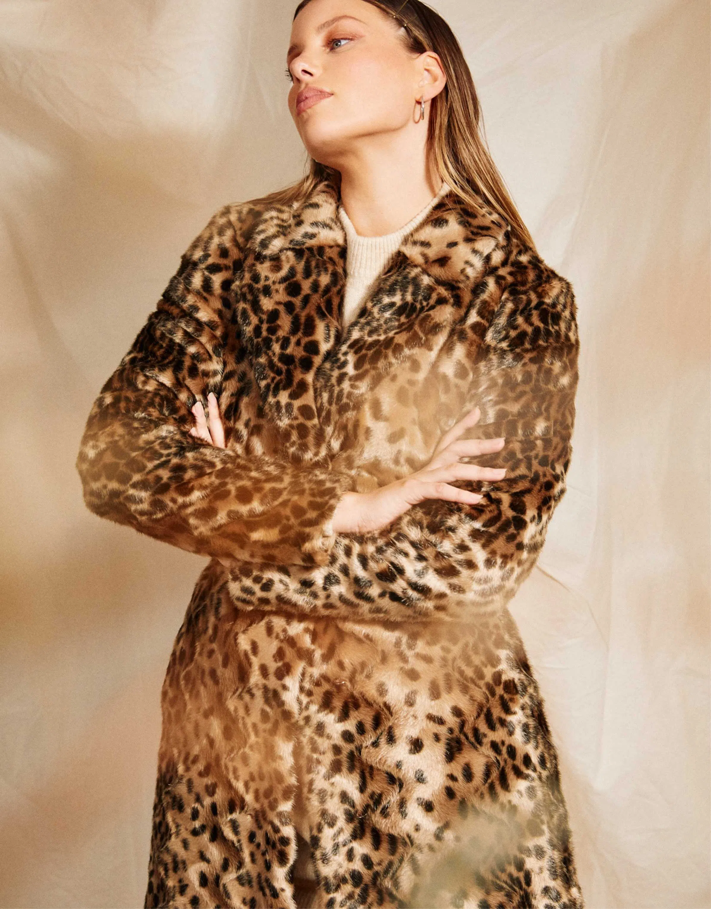 Unreal Fur So Long Coat Animal Print Size 8 - Image 4