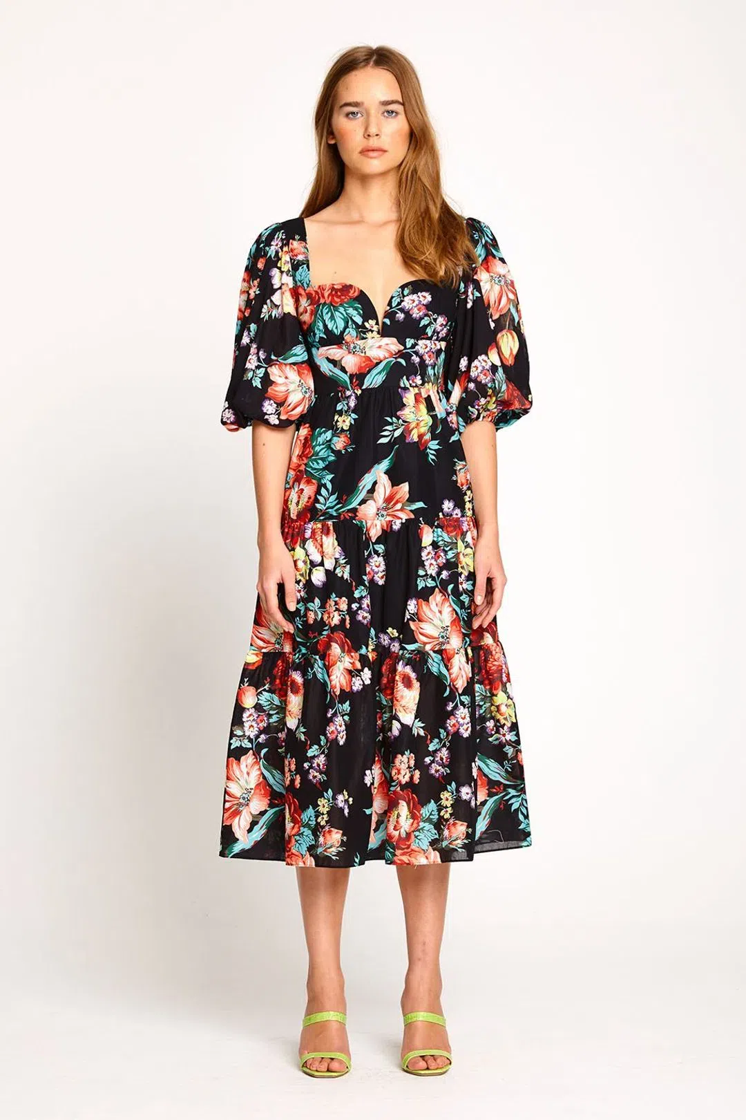 Alice McCall Baby Dee Midi Dress  Black Print Size 12 - Image 1