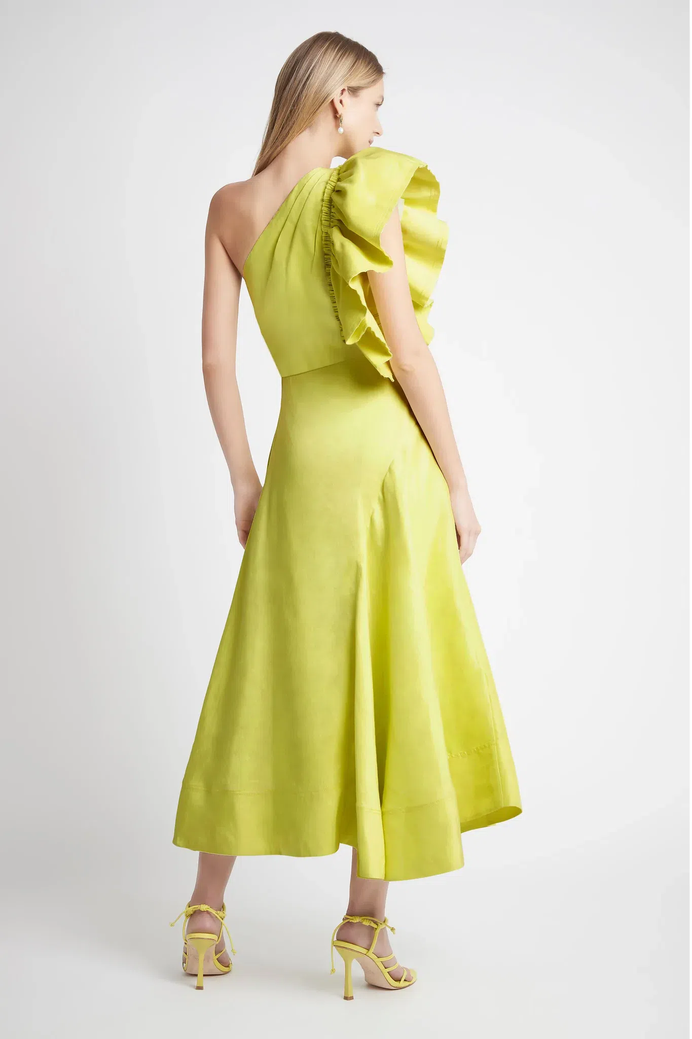 Aje Bonjour Asymmetric Midi Dress Lime Green Size 16 - Image 4