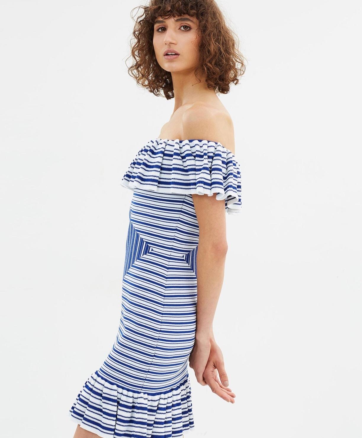 Rebecca Vallance Corsica Mini Dress Blue Stripe Size 10 - Image 2