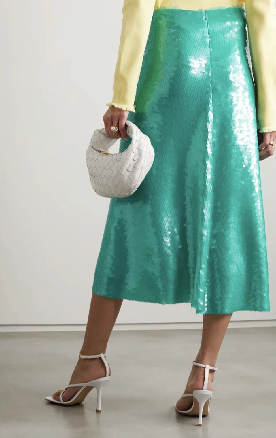 Victoria Beckham Sequinned Midi Skirt Green Size 10 - Image 2