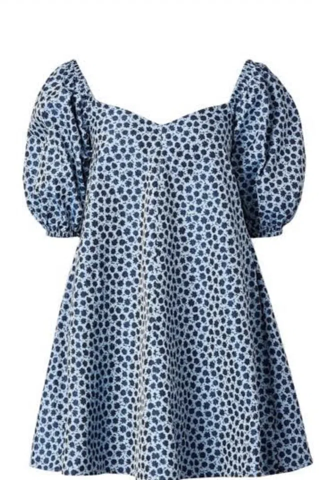 Scanlan Theodore Floral Trapeze Mini Dress Blue Size 6 - Image 4