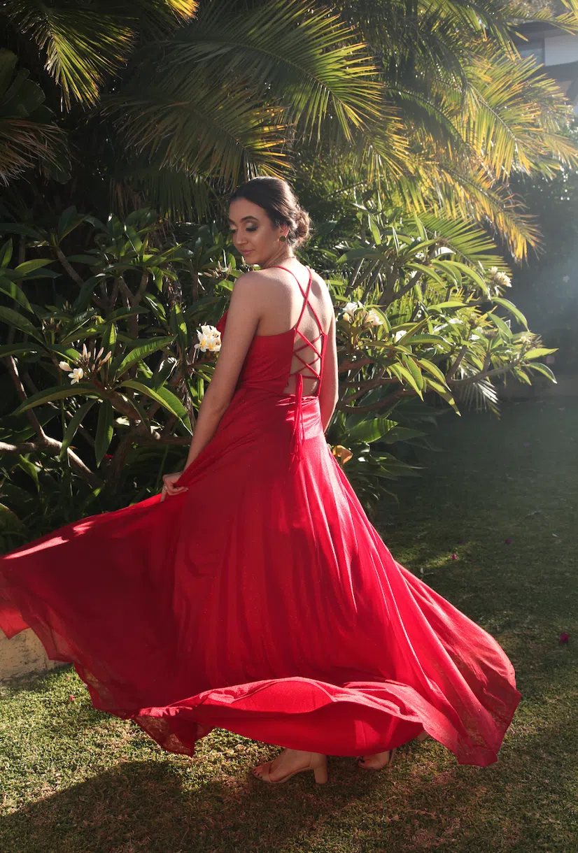 Forever Unique Ruffle Front Maxi Dress Red Size 10 - Image 4