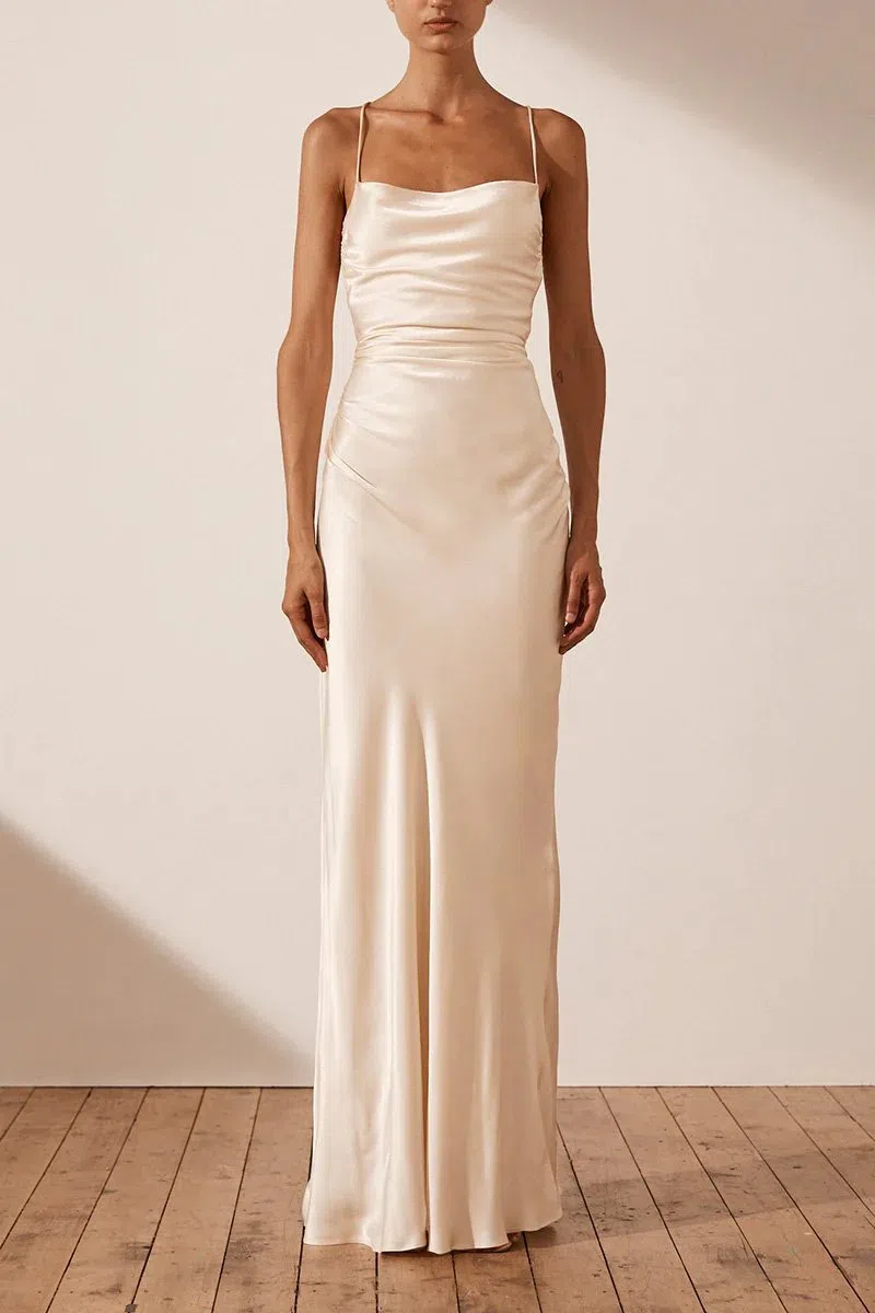 Shona Joy La Lune Lace Back Maxi Dress Cream Size 14 - Image 1