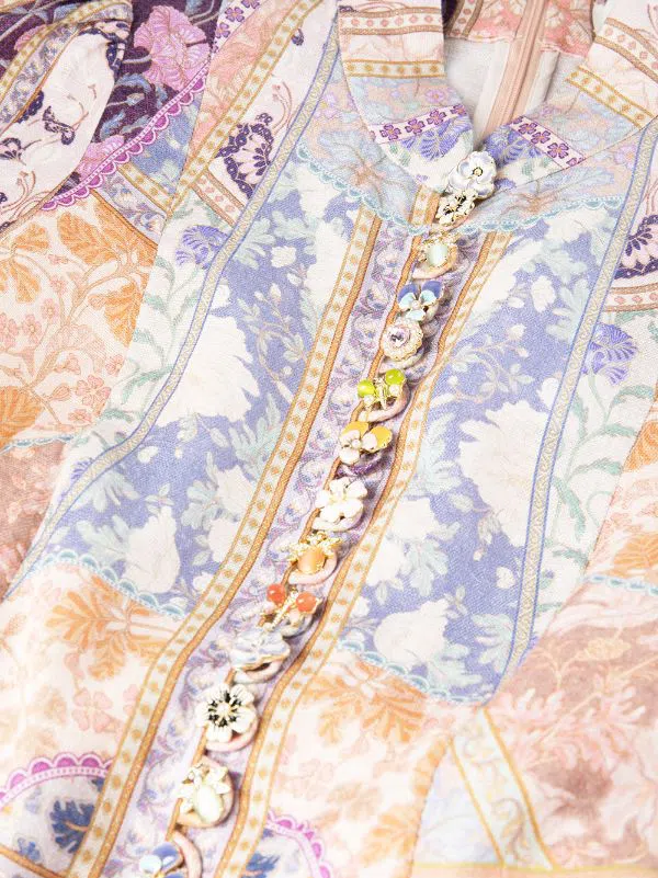 Zimmermann The Kaleidoscope Buttoned Mini in Multi Swirl Floral Size 4/Au 16 - Image 2