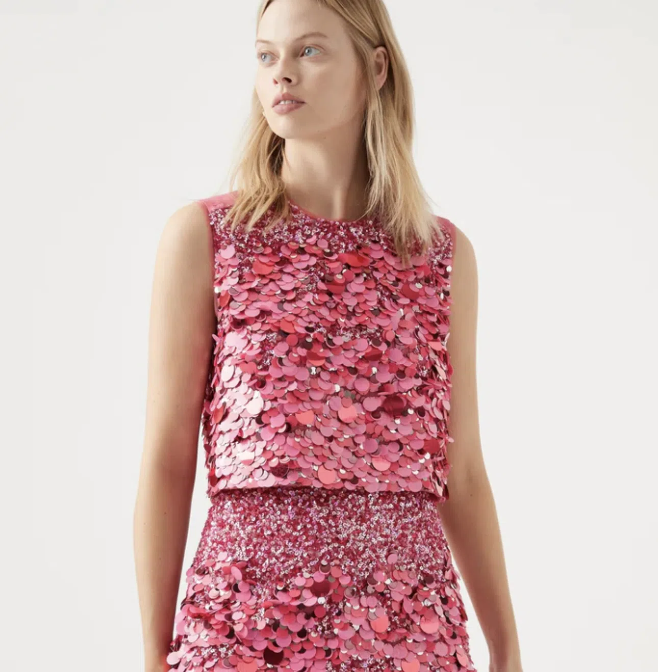 Aje Celeste Sequin Shell Top Pink/Red Size 6 - Image 1