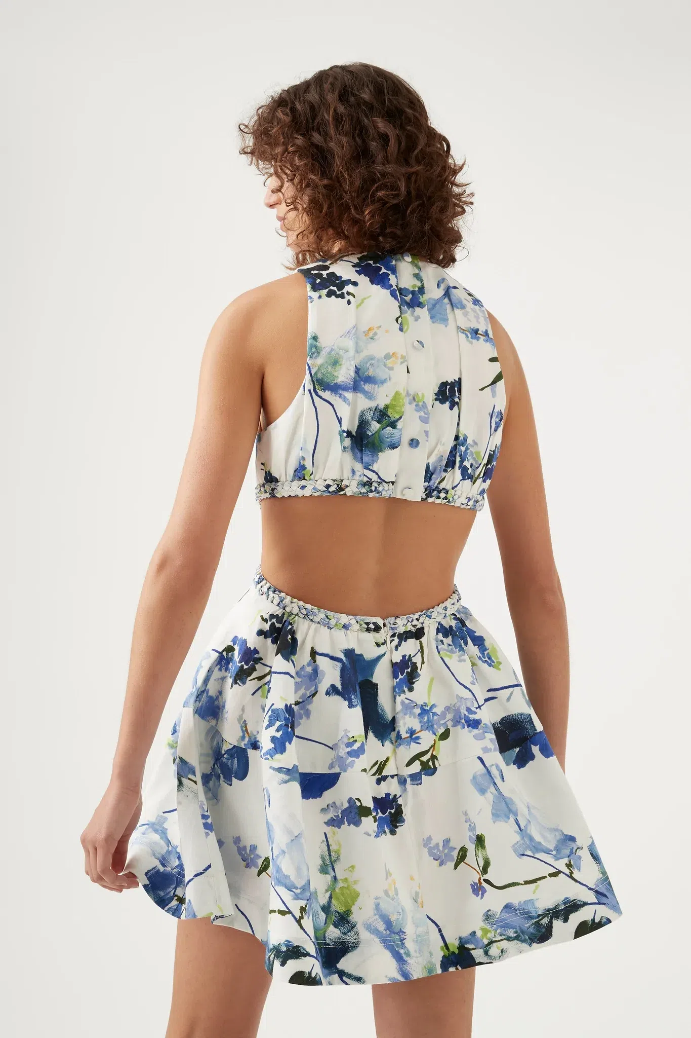 Aje Voyage Braided Cut Out Mini Dress Lavenders of Provence Print Size 8 - Image 4