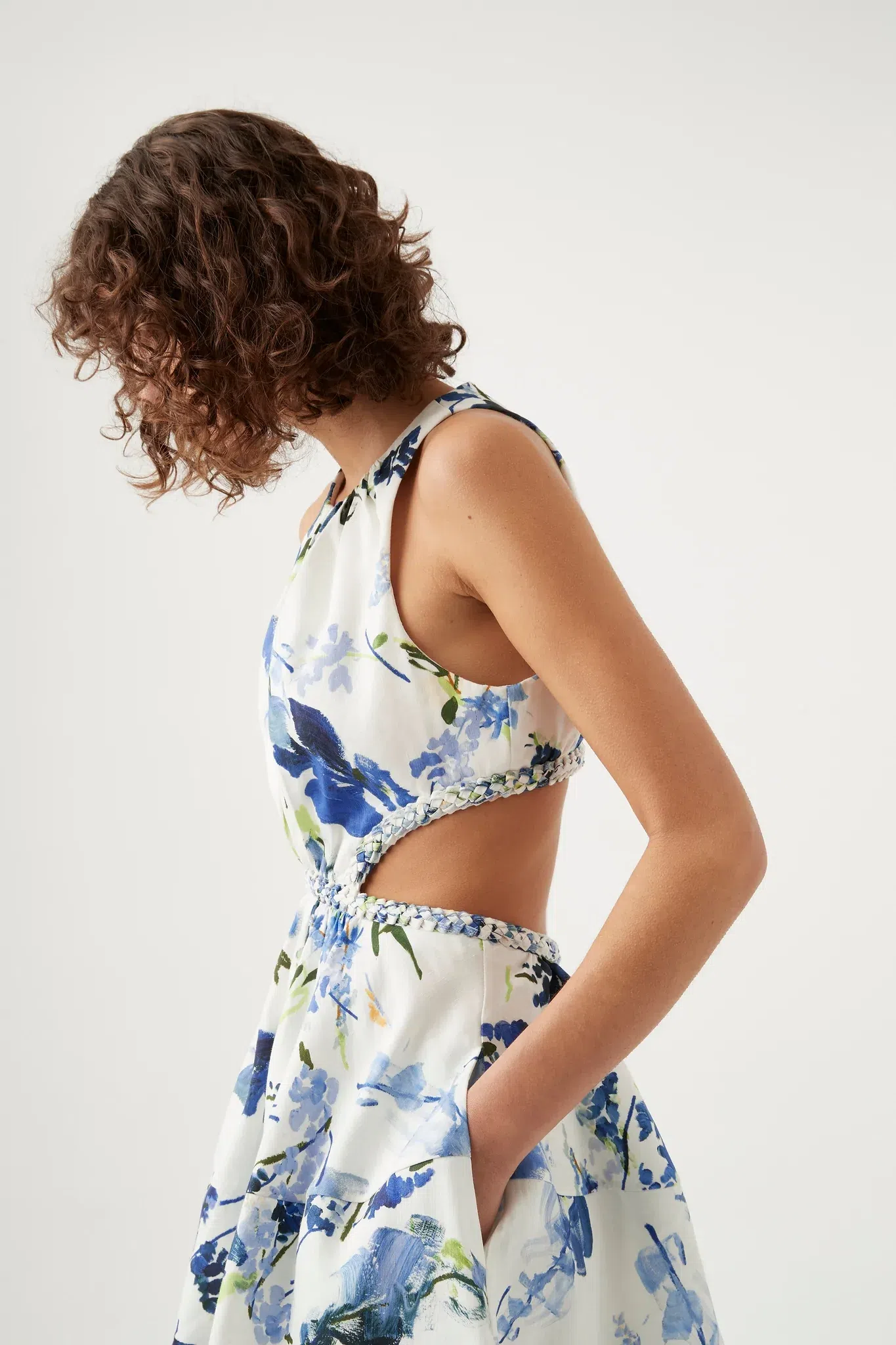 Aje Voyage Braided Cut Out Mini Dress Lavenders of Provence Print Size 8 - Image 5