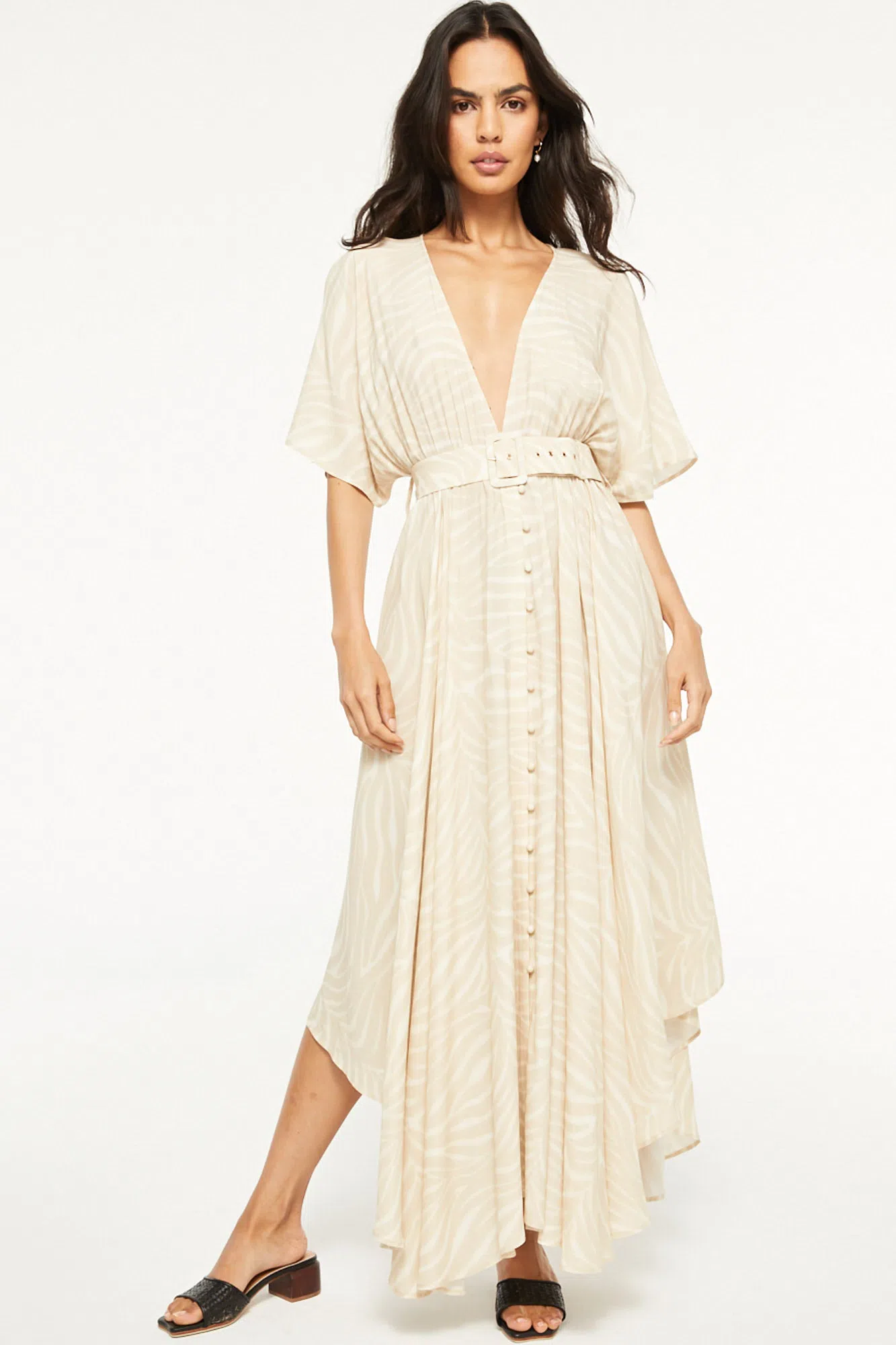 TigerLily Zahara Iman Maxi Dress  Beige Tiger Print Size 10 - Image 2