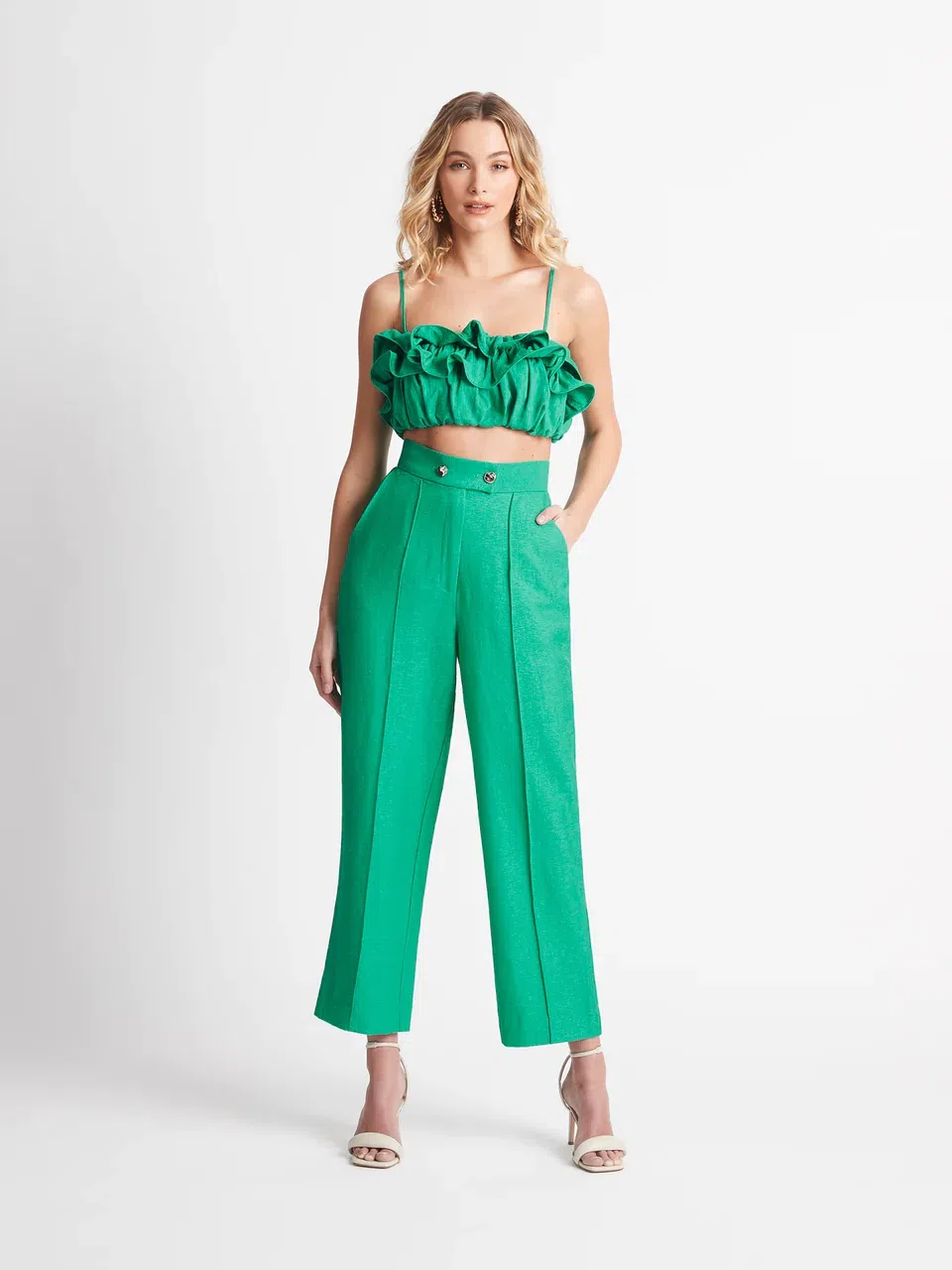 Sheike Ashley Crop Top and Pant Set Green Size 6 - Image 1