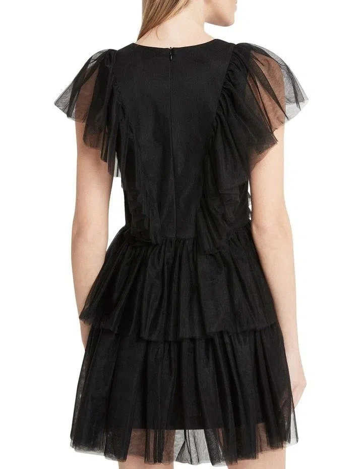 Sass & Bide Brighter Than Light Tulle Mini Dress Black Size 8 - Image 3