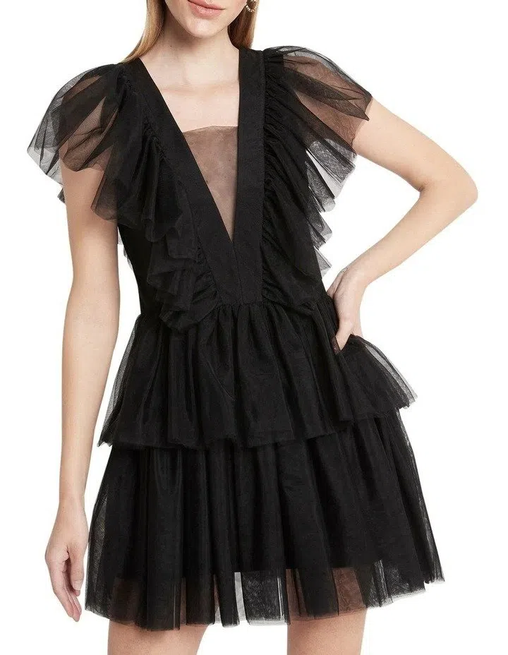 Sass & Bide Brighter Than Light Tulle Mini Dress Black Size 8 - Image 2