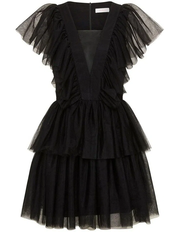 Sass & Bide Brighter Than Light Tulle Mini Dress Black Size 8 - Image 4