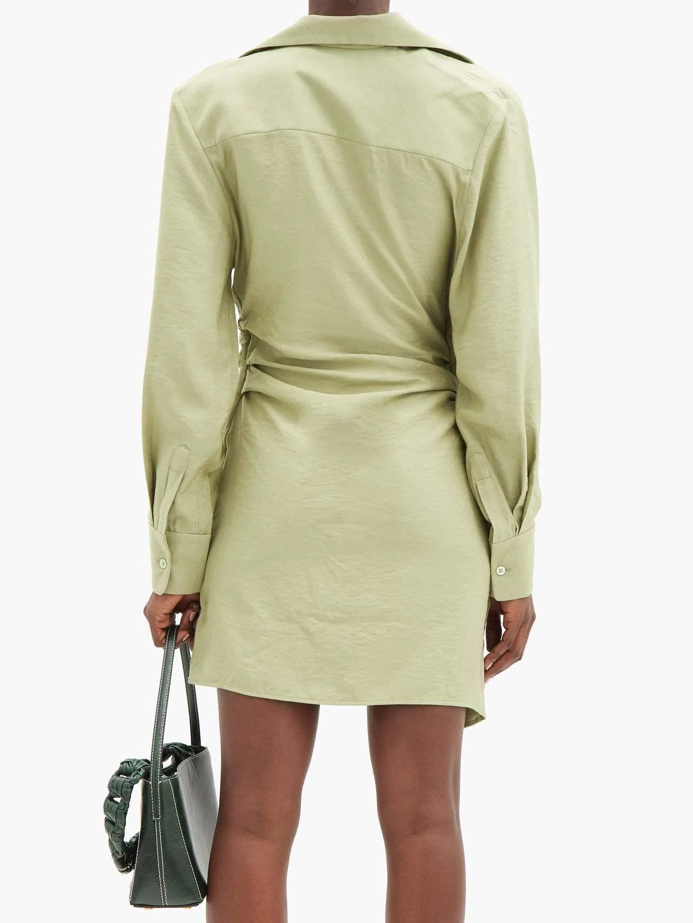 Jacquemus La Robe Bahia Draped Shirt Dress Green Size 12 - Image 2