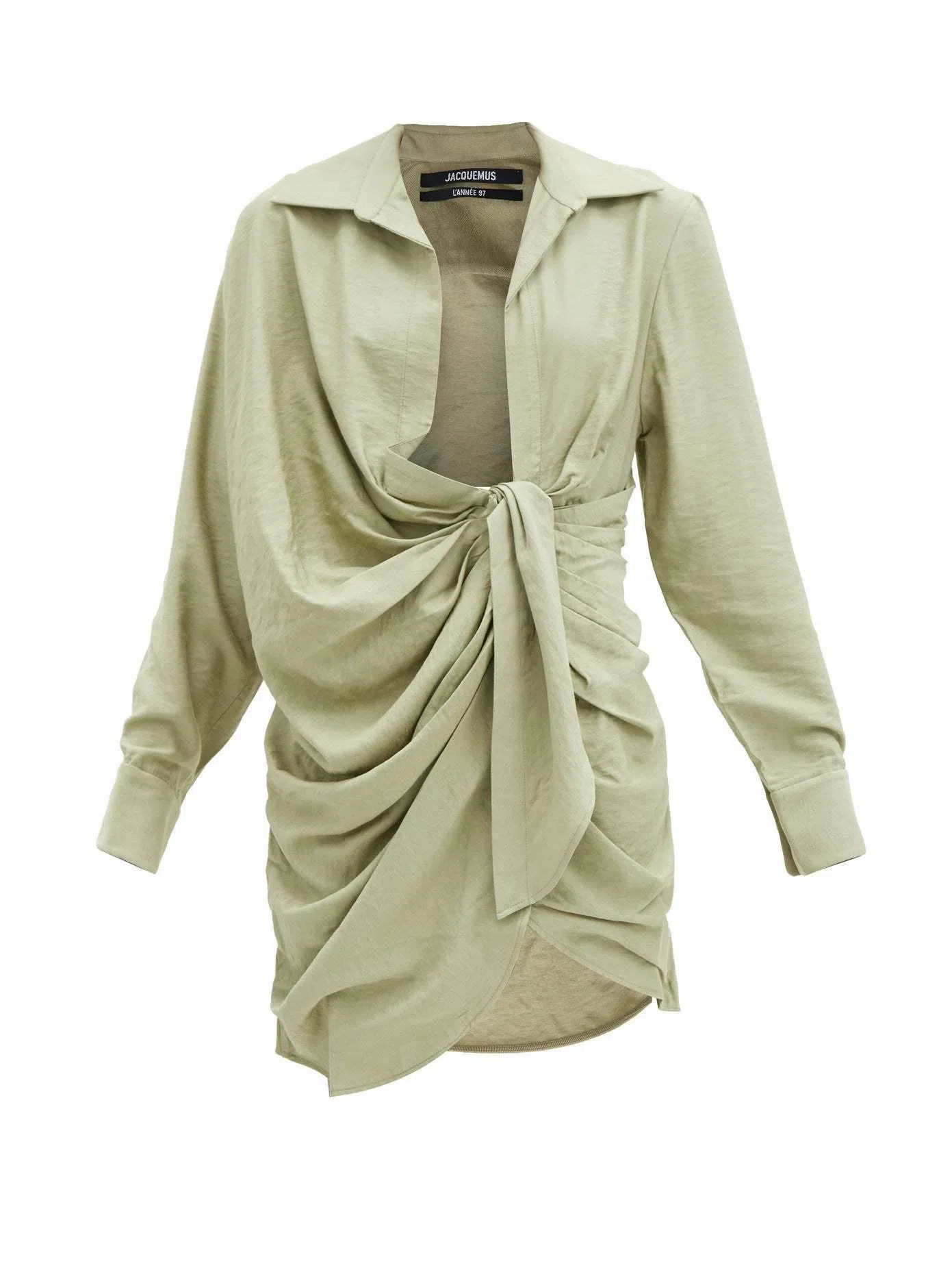 Jacquemus La Robe Bahia Draped Shirt Dress Green Size 12 - Image 3