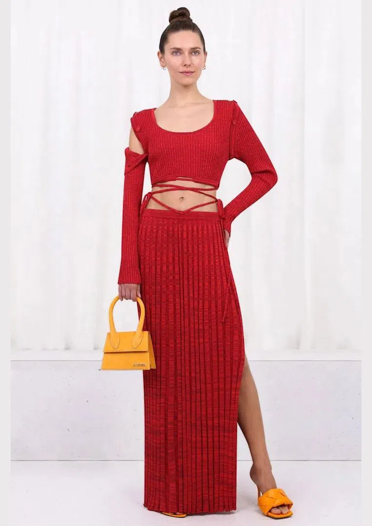 Christopher Esber Deconstructed Pleated Tie Set Chilli Red Size 6/8 - Image 1