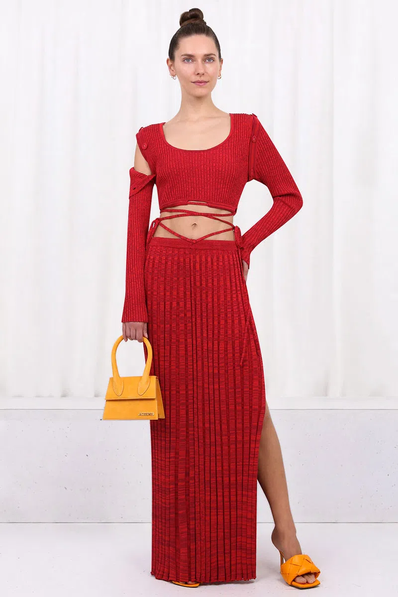 Christopher Esber Deconstructed Pleated Tie Set Chilli Red Size 6/8 - Image 3