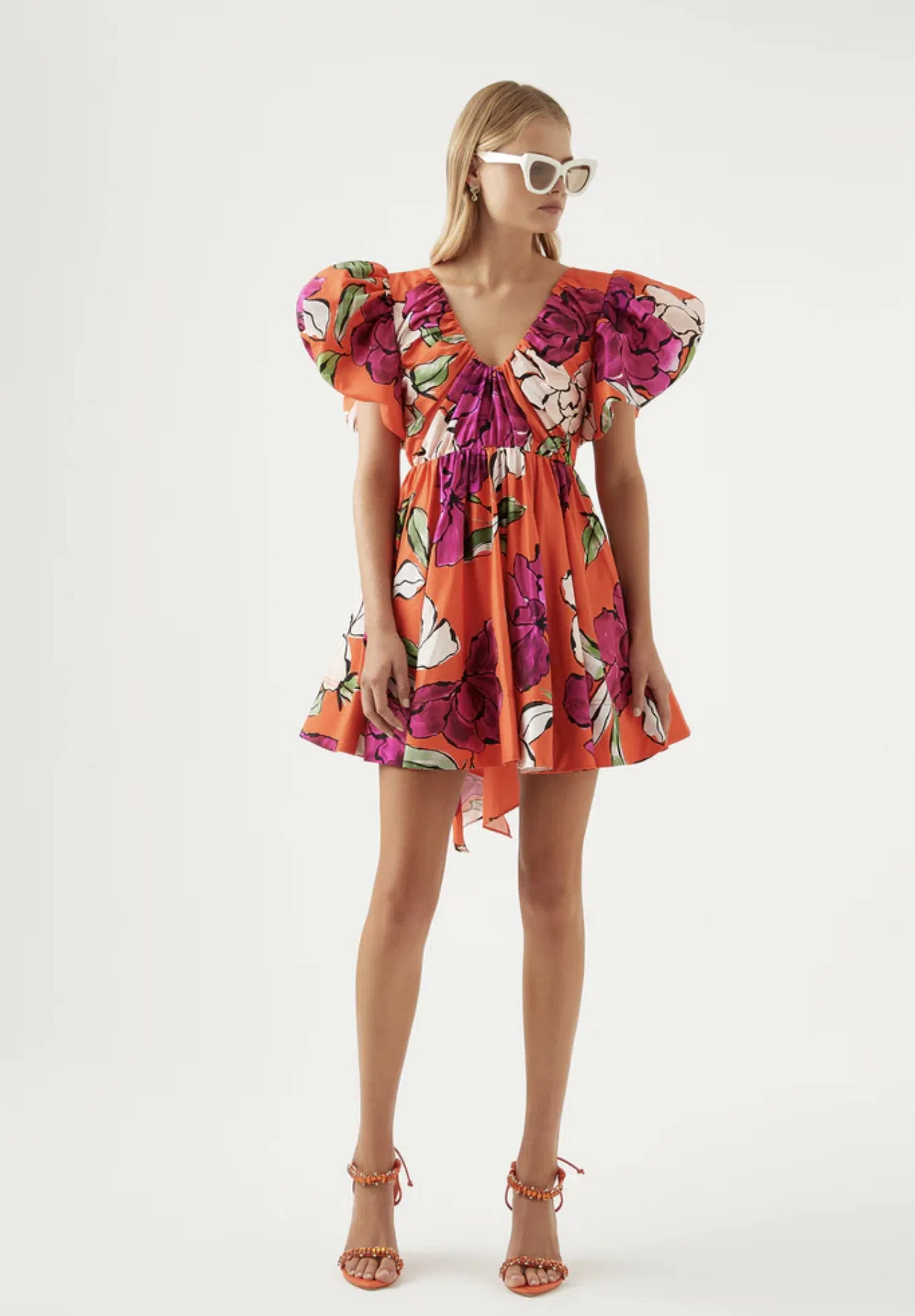 Aje Gretta Bow Back Mini Dress Vivid Camellia Floral Size 10 - Image 1