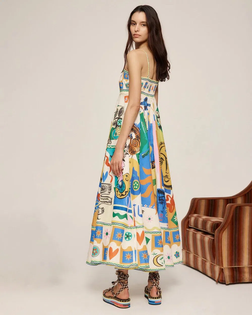 Alemais Soleil Sundress In Ivory/Print Size 8 - Image 4