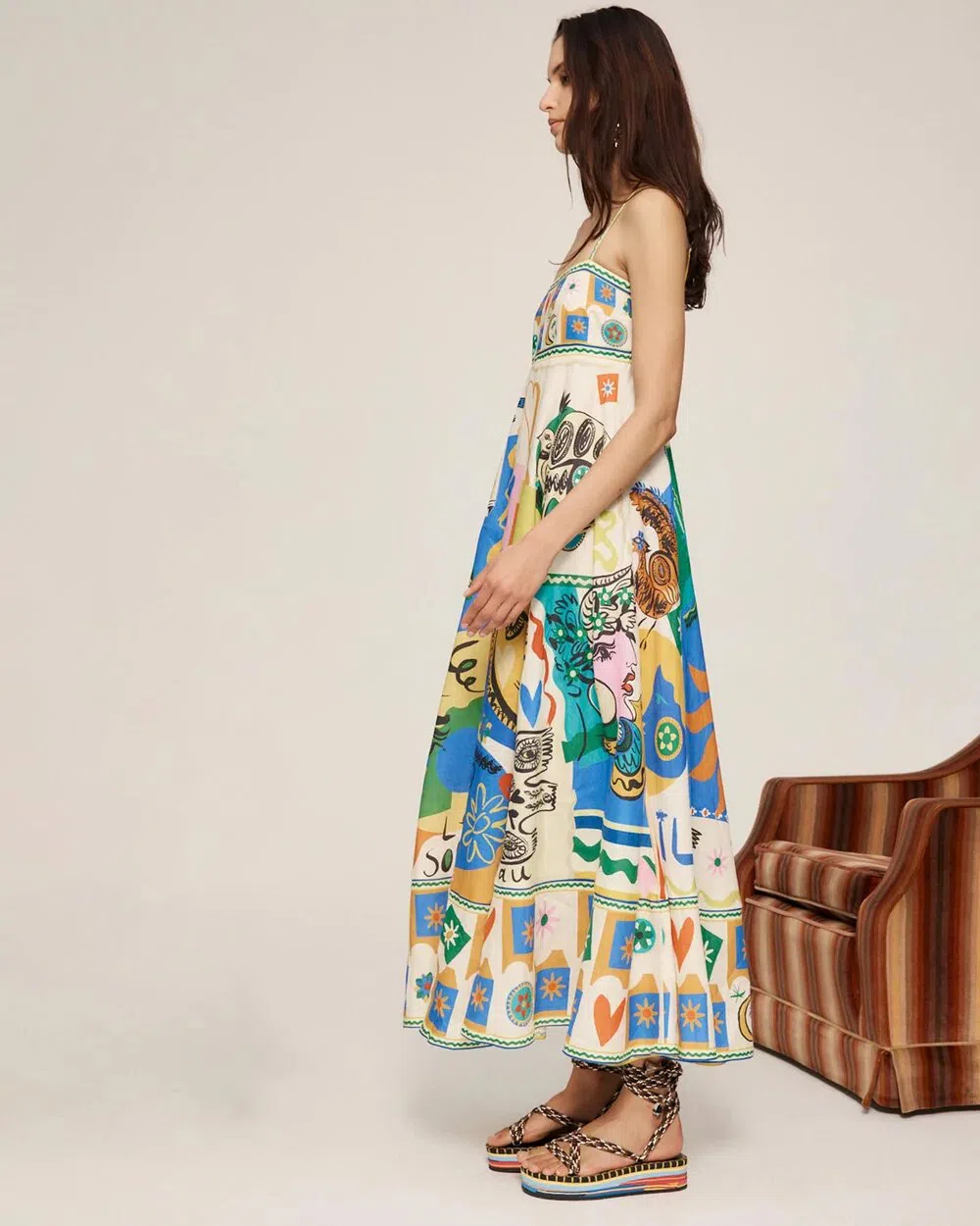 Alemais Soleil Sundress In Ivory/Print Size 8 - Image 3