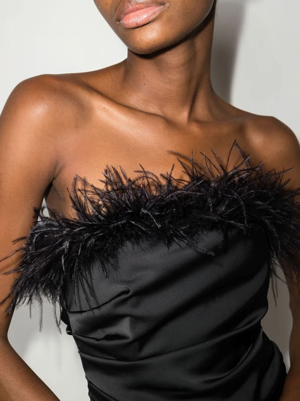 De La Vali Spicy Strapless Feather-trimmed Dress Black Size 8 - Image 2