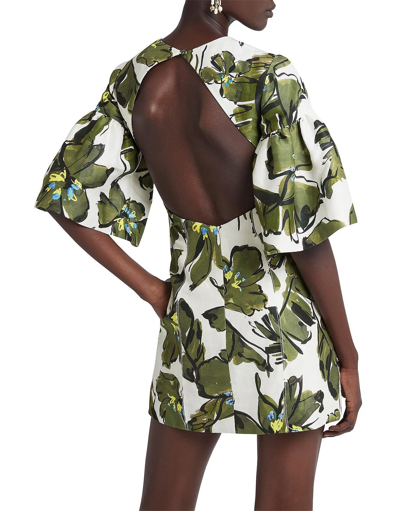 AJE Oasis Cut Out Mini Dress Olive Leaf Size 16 - Image 2