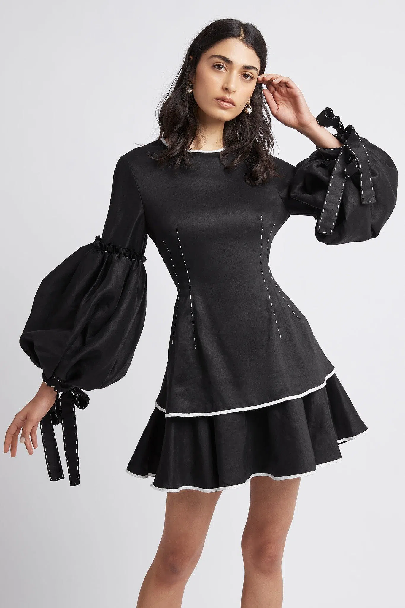 Aje Gracious Tiered Mini Dress Black Size 10 - Image 2