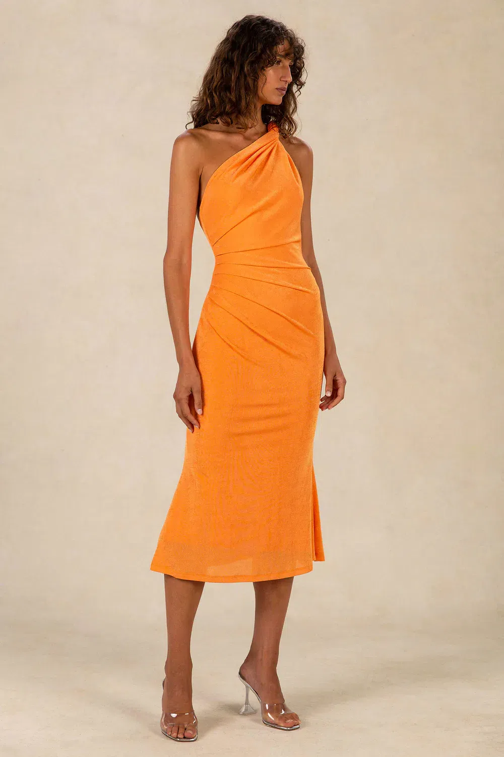 Misha Dune Slinky Jersey Midi Dress Orange Size M / Au 10 - Image 1