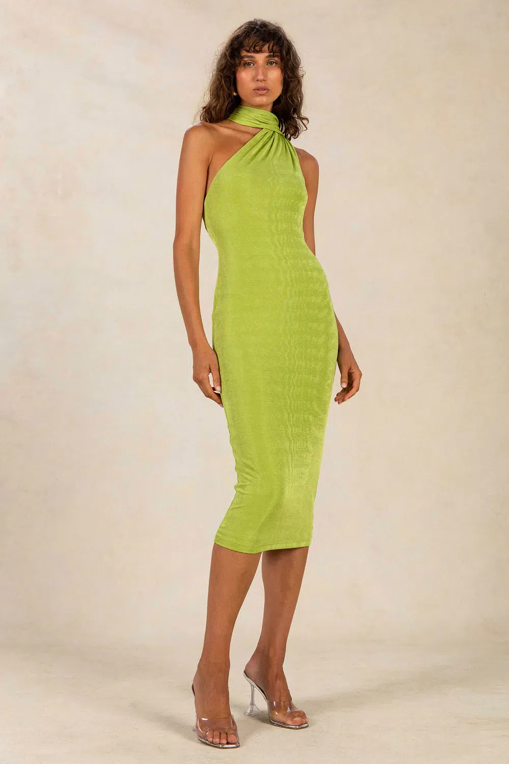 Misha Nicollette Slinky Jersey Midi Dress Green Size M / Au 10 - Image 1