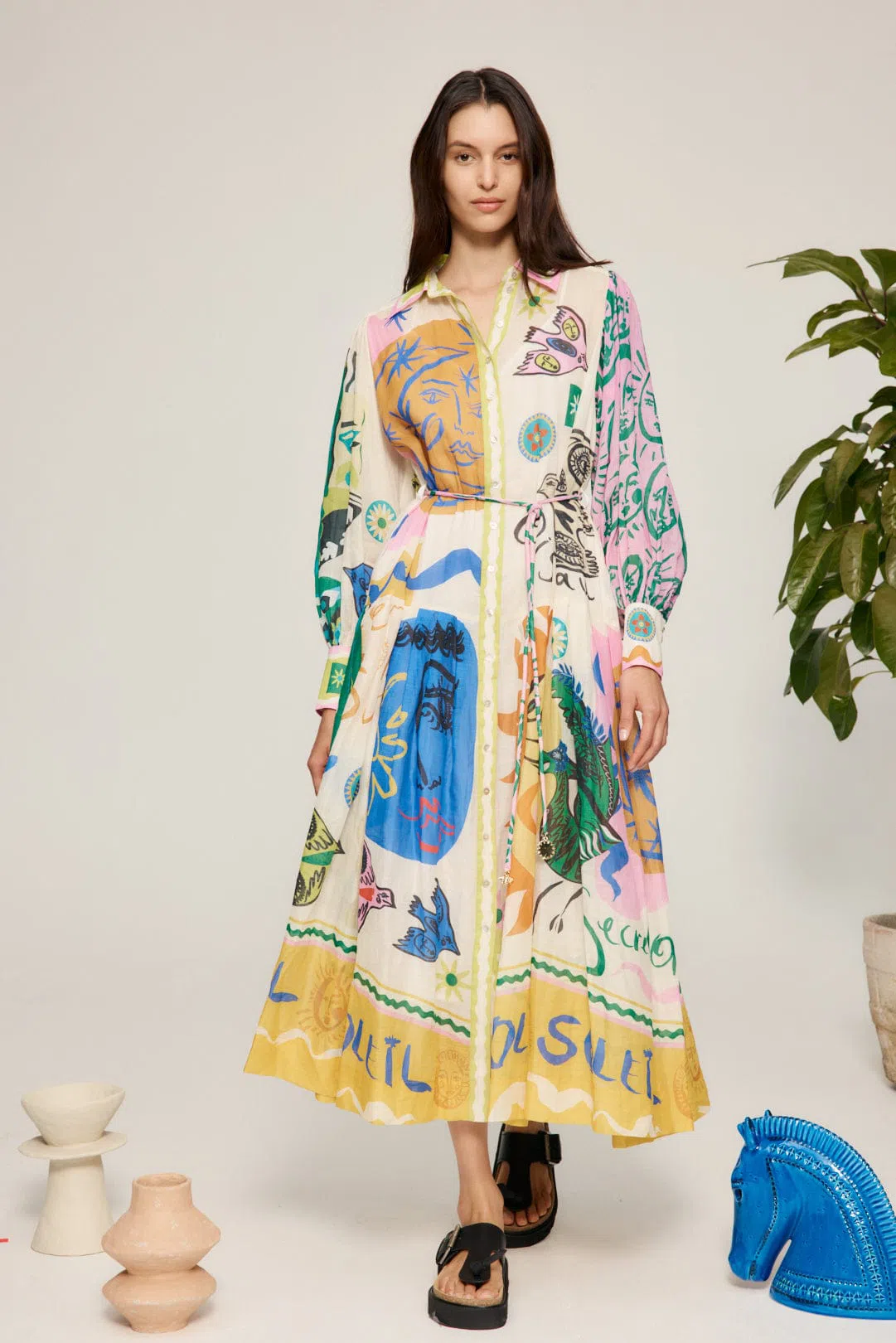 Alemais Soleil Patchwork Shirtdress Multi Size 12 - Image 1