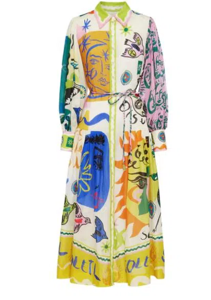 Alemais Soleil Patchwork Shirtdress Multi Size 12 - Image 3