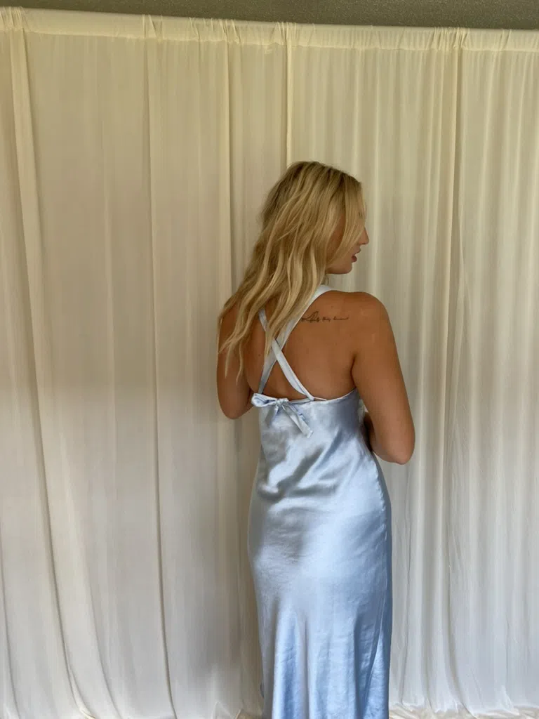 Third Form Gather Bra Bias Slip Dress Blue Size 6 - Image 3