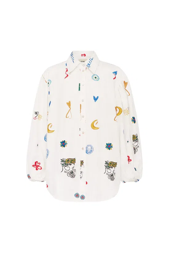 Alemais Soleil Embroidered Shirt Print Size 4 - Image 4