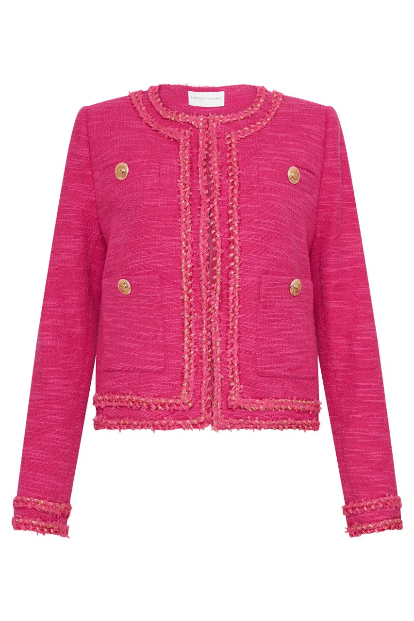 Rebecca Vallance Anita Button Mini Dress And Jacket Hot Pink Size 6 - Image 8