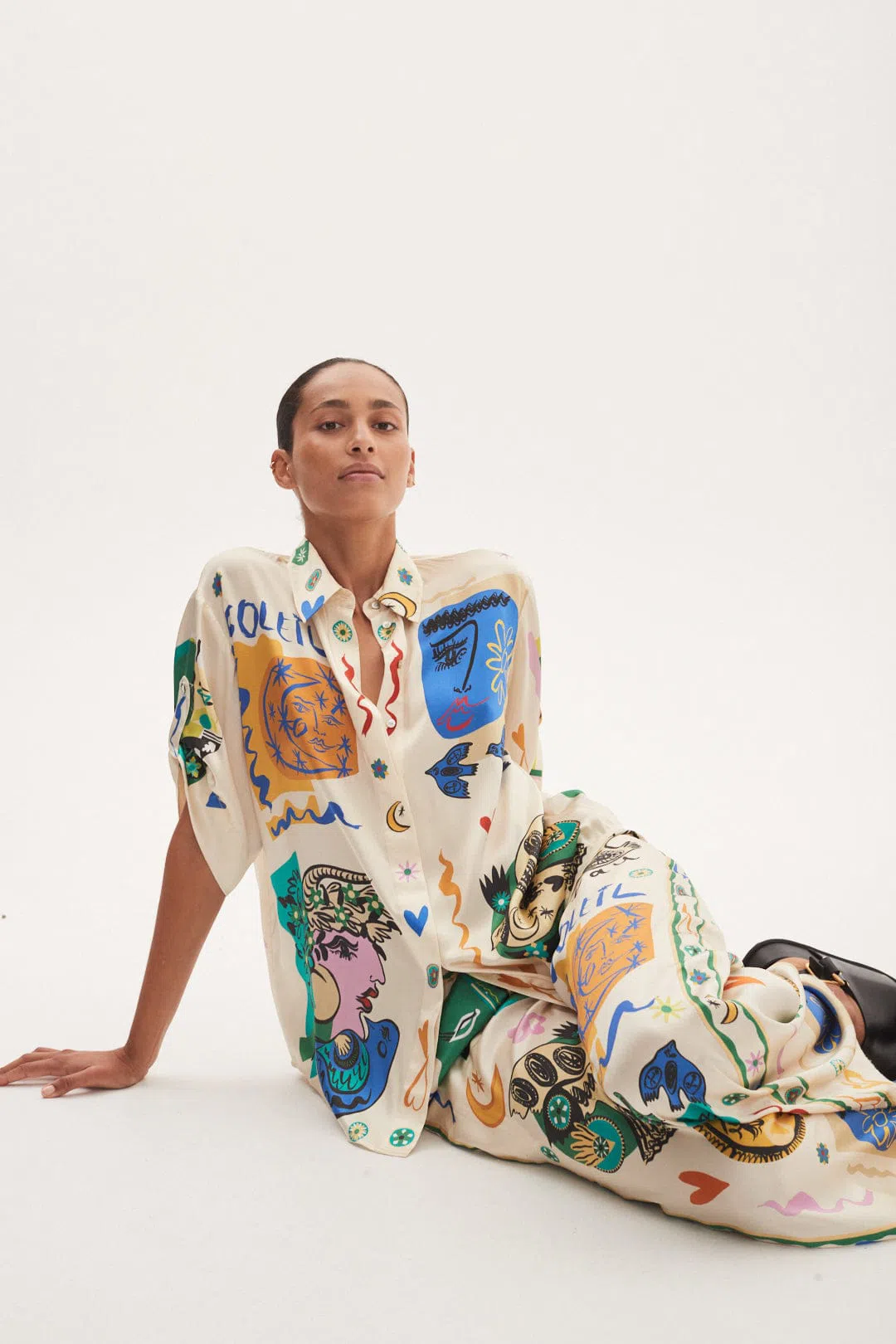 Alemais Soleil Oversized Shirt and Pants Set Print Size 10  - Image 2