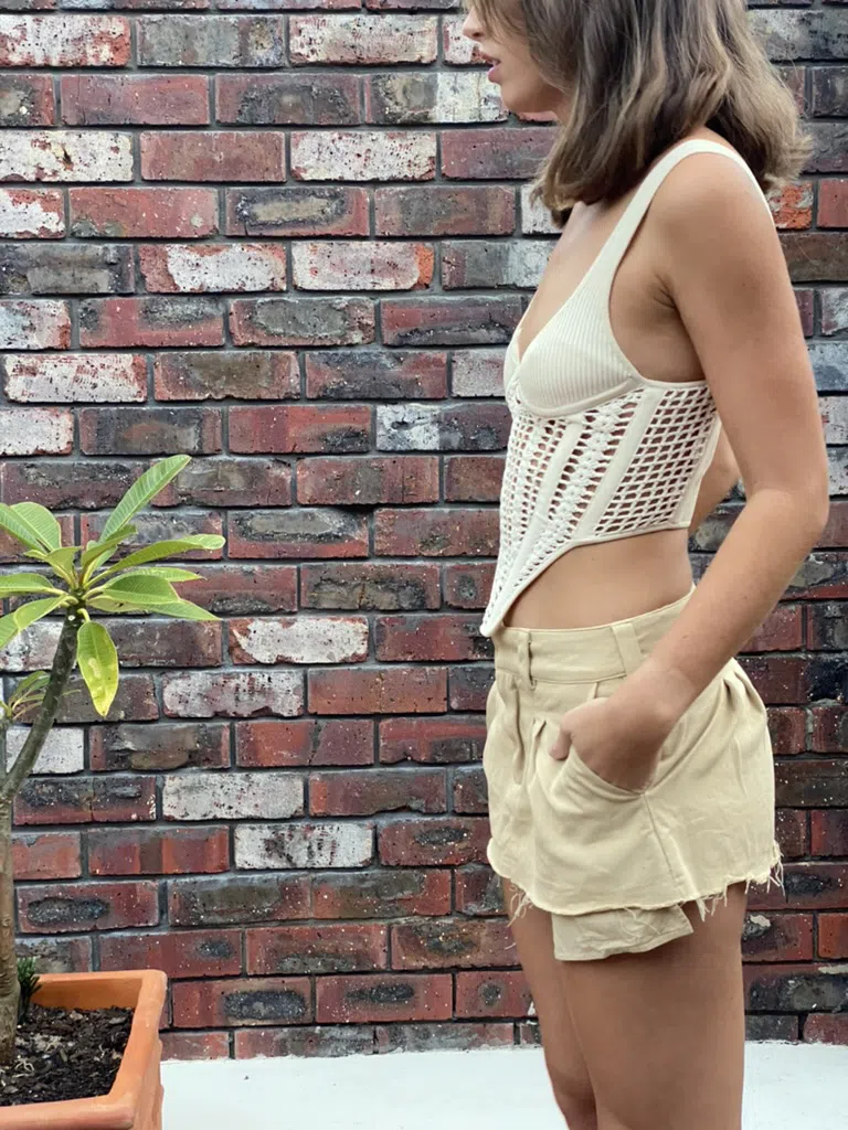 Dion Lee Crochet Corset Cream Size XS/Au 6 - Image 2