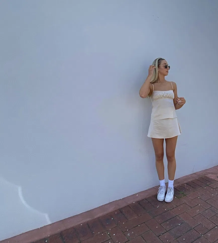 I Dream For You Champagne Silk Cami & Wave Silk Skirt Set Cream Size XS-S/AU 6 - Image 6